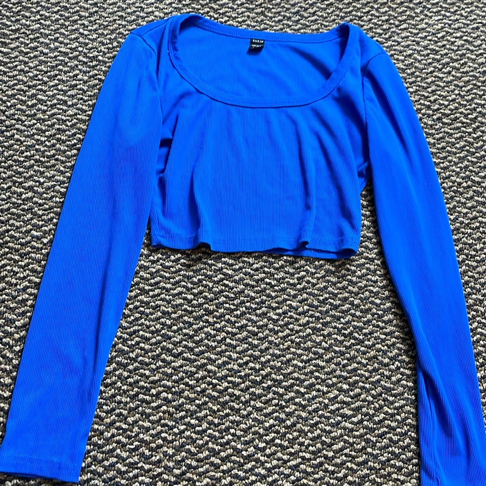 Royal Blue Long Sleeve Crop Top In Women’s